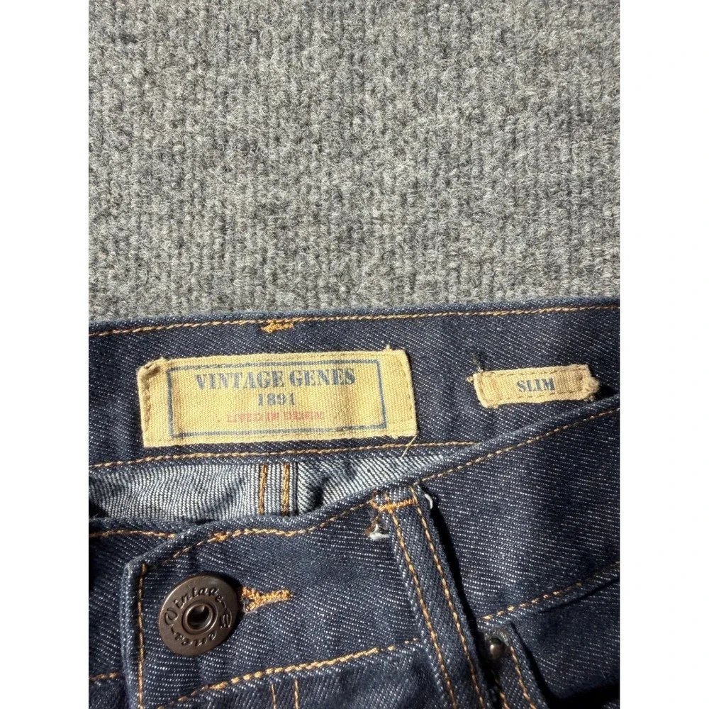 Vintage Genes 1891 Slim Fit Jeans Mens 34x30 Dark Wash Indigo Denim Pants